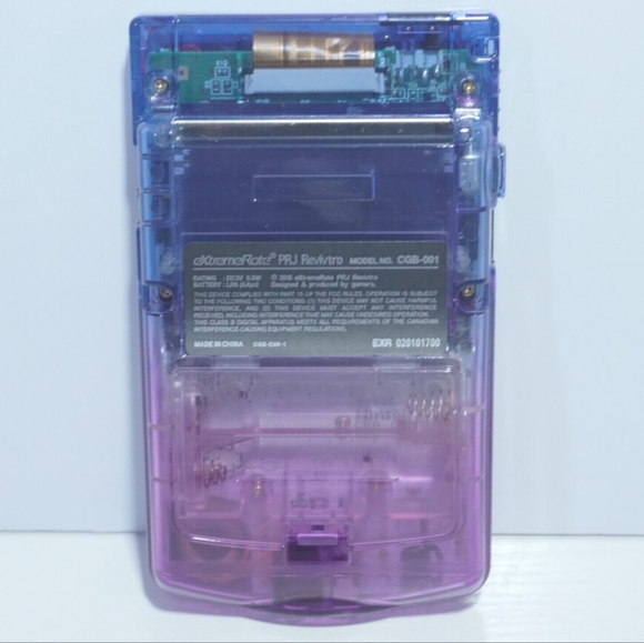 Clear Blue Purple Gameboy Color GBC Handheld Console with IPS Backlit LCD Screen - Picture 3 of 8